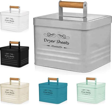 metal dryer sheet holder|container to store dryer sheets.